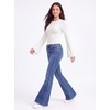 image:imageWomens Bell Long Sleeve Crop Cinched Waist Ribbed Knit Going Out Tops 2026White