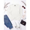 image:imageWomens Bell Long Sleeve Crop Cinched Waist Ribbed Knit Going Out Tops 2026White