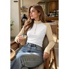 image:imageWomens Half Zip Mock Neck Thermal Tops Long Sleeve Crop T Shirts Fall 2026Apricot White