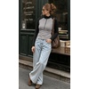 image:imageWomens Half Zip Mock Neck Thermal Tops Long Sleeve Crop T Shirts Fall 2026Black Light Gray