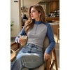 image:imageWomens Half Zip Mock Neck Thermal Tops Long Sleeve Crop T Shirts Fall 2026Blue Light Gray