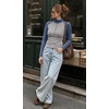 image:imageWomens Half Zip Mock Neck Thermal Tops Long Sleeve Crop T Shirts Fall 2026Blue Light Gray