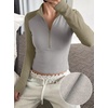 image:imageWomens Half Zip Mock Neck Thermal Tops Long Sleeve Crop T Shirts Fall 2026Gray Green Light Gy