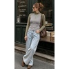 image:imageWomens Half Zip Mock Neck Thermal Tops Long Sleeve Crop T Shirts Fall 2026Gray Green Light Gy