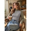 image:imageWomens Half Zip Mock Neck Thermal Tops Long Sleeve Crop T Shirts Fall 2026Gray Green Light Gy