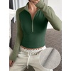 image:imageWomens Half Zip Mock Neck Thermal Tops Long Sleeve Crop T Shirts Fall 2026Green Dark Green