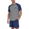 image:imageMens Pajamas Set Short Sleeve Raglan Shirts and Shorts Lounge Sleepwear00 Navy Blue