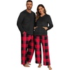 image:imagePrinStory Couples Matching Fleece Pajama Set for Women amp Men Warm SleepwearFp Red Black Plaid