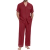 image:imagePrinStory Mens Pajamas Set Short Sleeve Button Down Sleepwear Pjs S2XLRed