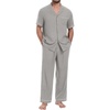 image:imagePrinStory Mens Pajamas Set Short Sleeve Button Down Sleepwear Pjs S2XLSilver Gray