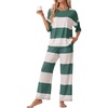 image:imagePrinStory Womens Pajama Sets Striped Pajama Set with PocketsFparmy Gn Apricot Sp