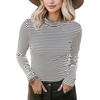 image:imagePrinStory Womens Tops Long Sleeve Shirts Slim Fit Business Dressy Casual Pullover Tee for 2025 TrendyFp Black White Stripe