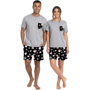 image:imageMens Pajamas Set Short Sleeve Raglan Shirts and Shorts Lounge SleepwearChristmas Snowman