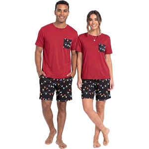 image:imageMens Pajamas Set Short Sleeve Raglan Shirts and Shorts Lounge SleepwearFp Black Lantern