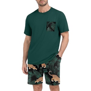 image:imageMens Pajamas Set Short Sleeve Raglan Shirts and Shorts Lounge SleepwearFp Black Panther
