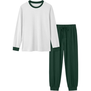 image:imagePrinStory Mens Pajamas Set Lightweight Long Sleeve Shirts and Pants4 Green