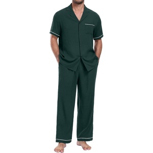 image:imagePrinStory Mens Pajamas Set Short Sleeve Button Down Sleepwear Pjs S2XLChristmas Green